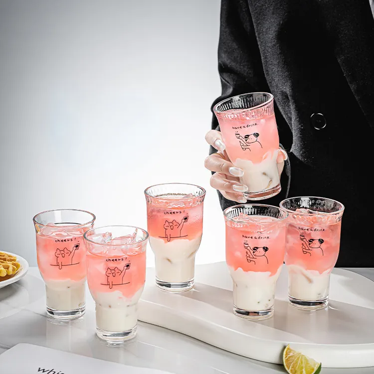 【一枝梅专享】6只装ins风网红宽口玻璃杯果汁杯冰美式咖啡杯饮品杯