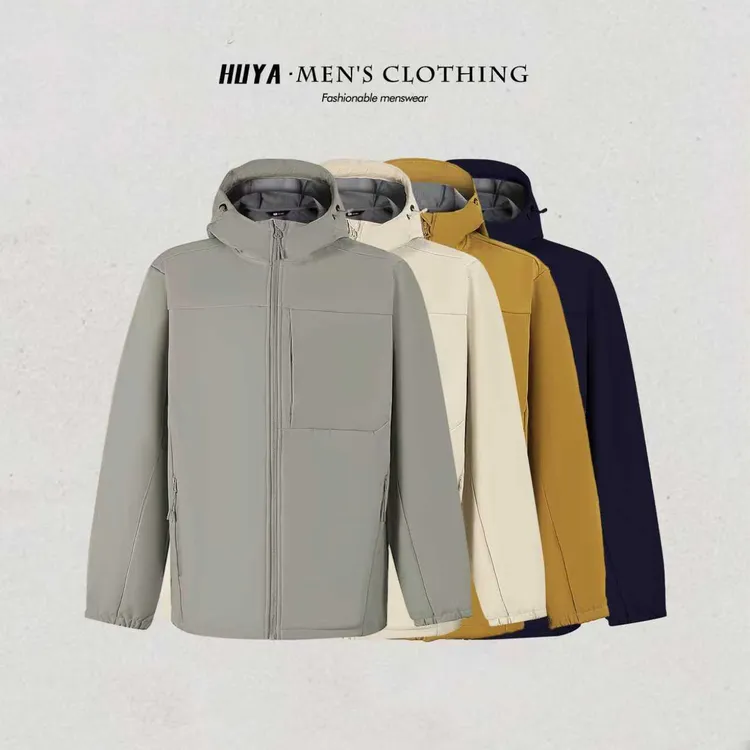 虎牙兄弟冬季户外防风连帽软壳情侣冲锋衣加绒登山徒步外套251003