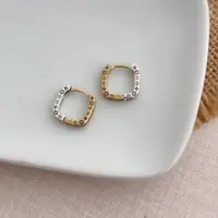 925银耳饰 4004-金银撞色老花耳环高级感耳扣轻奢小众设计男女