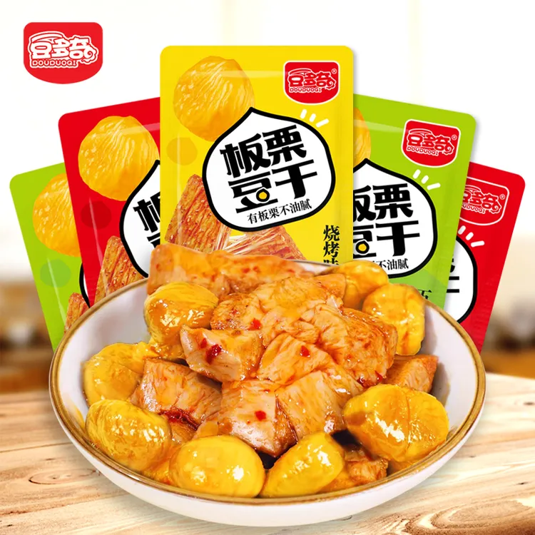 豆多奇板栗豆干烧烤五香辣味手撕素肉独立包装解馋网红休闲零食品