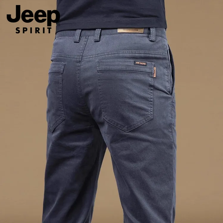 JEEPSPIRIT休闲裤男士修身小脚潮流帅气直筒西裤夏季薄款长裤子男