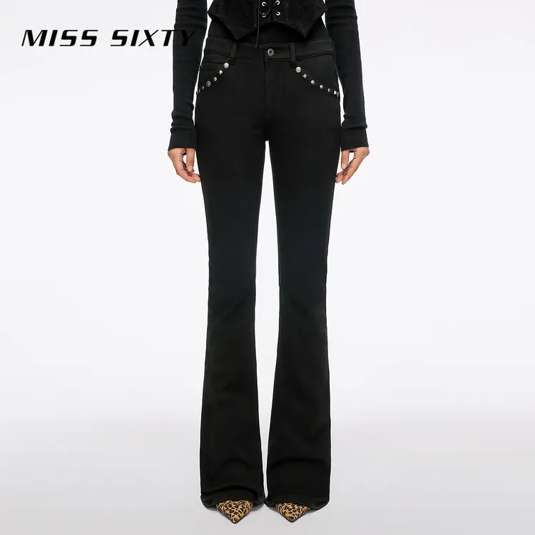 【Bella Hadid同款】Miss Sixty2025冬季新款磨毛牛仔裤女喇叭裤