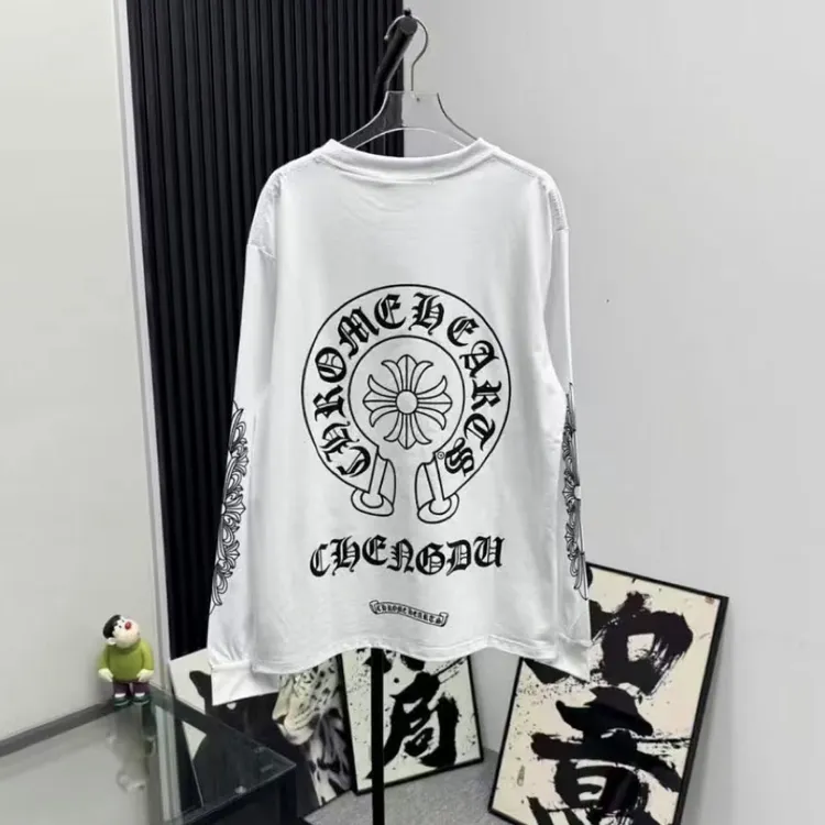 长袖t恤男新款爆款梵文印花重磅纯棉潮牌痞帅刺绣上衣打底卫衣