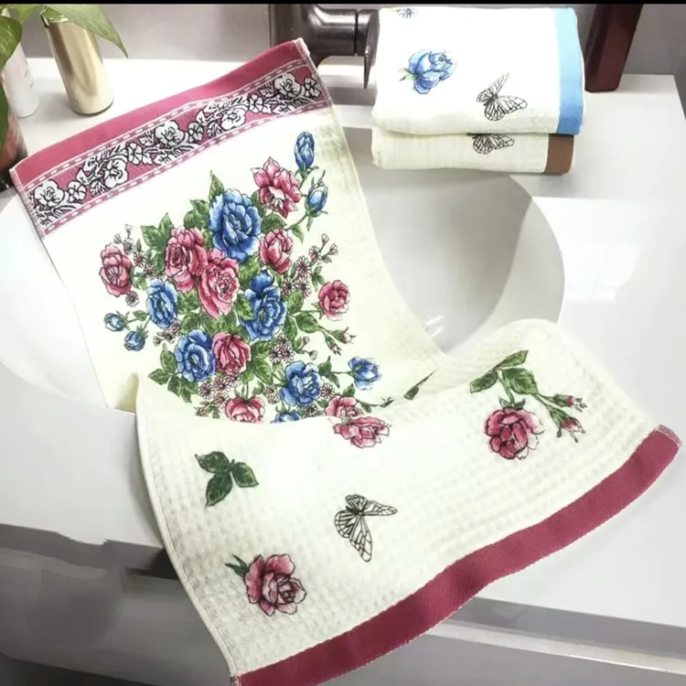 【拍一发二】棉纱印花毛巾 洗脸巾吸水柔软浴室男女家居用