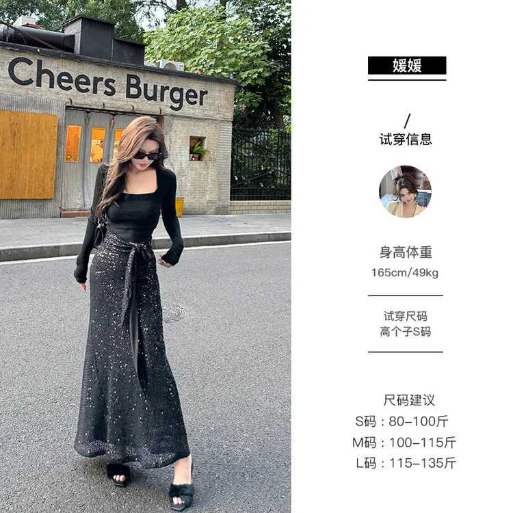 媛媛【美女辨识度】设计感腰不绑带新款秋季时尚气质半身裙女#Q1322