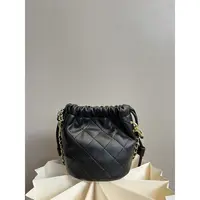 TOLEX2024新款手工时尚百搭抽绳福袋水桶女包黑色