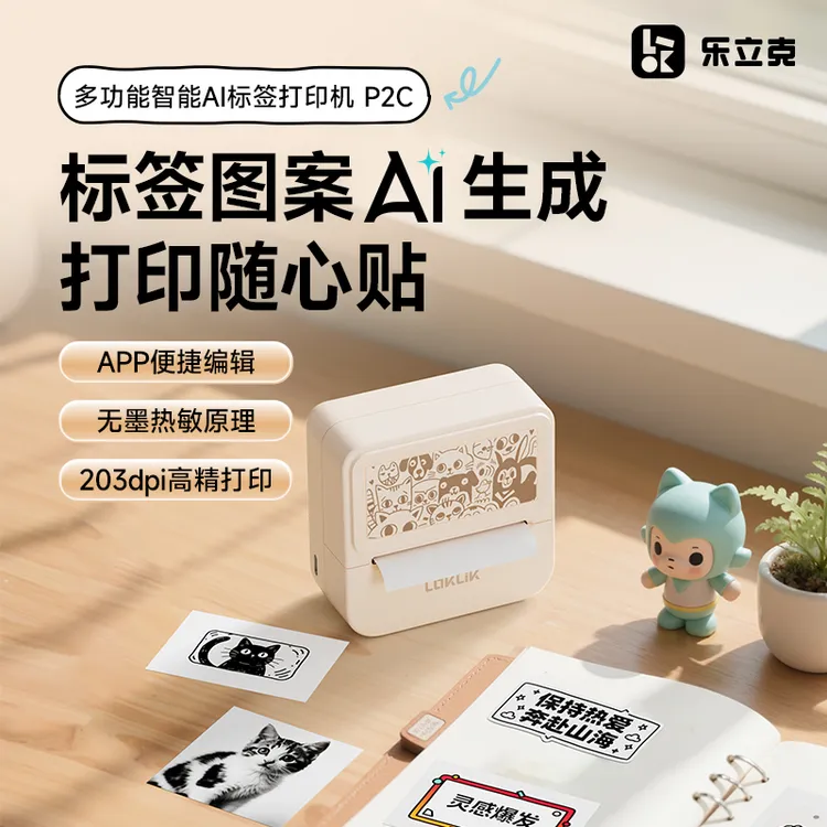 乐立克全球首发ai生成打印随心贴便携热敏标签打印家用迷你打印机
