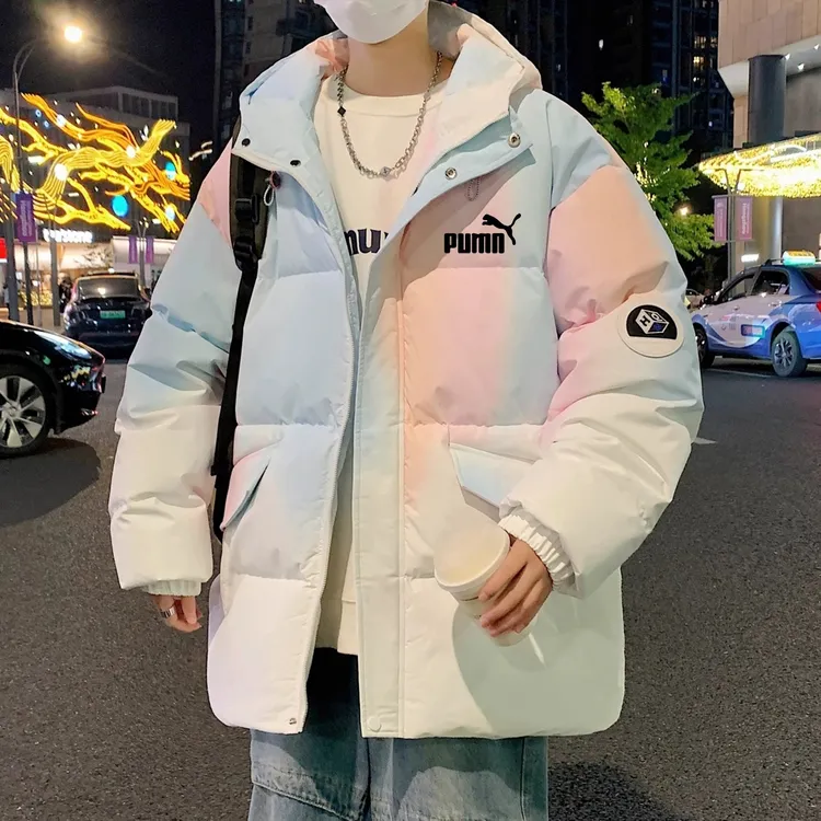 官方正品棉服男士2025冬季渐变色宽松保暖情侣连帽保暖面包服外套