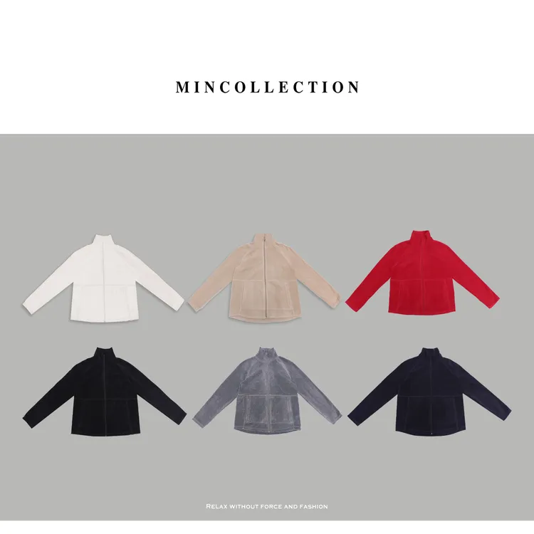 DE Mincollection拉链摇粒卫衣/保暖双面摇粒绒立领卫衣外套40228