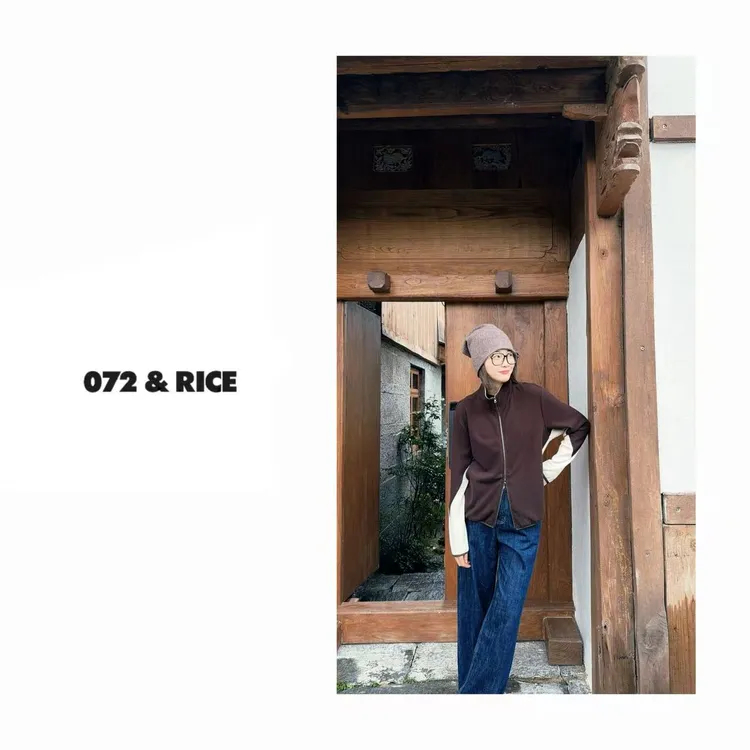 072 & RICE【拿铁外套】秋季休闲立领撞色长袖外套 Z-32NB440