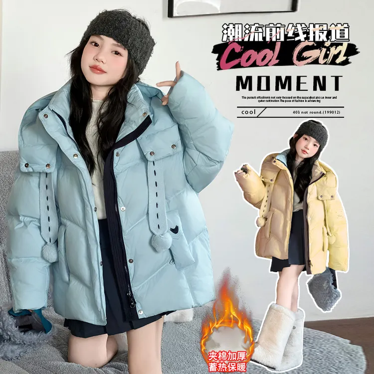 女童棉衣儿童冬季棉服2025新品中大童韩版休闲连帽加厚ol棉袄韩版