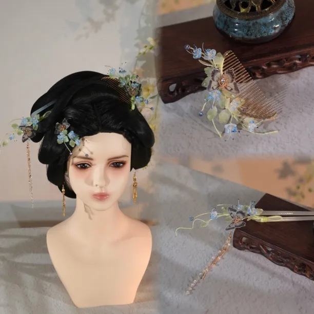 其叶蓁蓁原创热缩婆婆纳发簪点缀国风春天小花钗田园手工仙气发钗