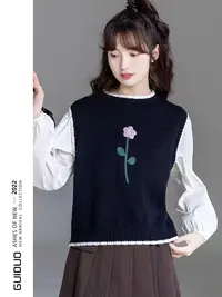1854马甲针织毛衣女新款设计感小众内搭针织女秋冬时髦时尚洋气