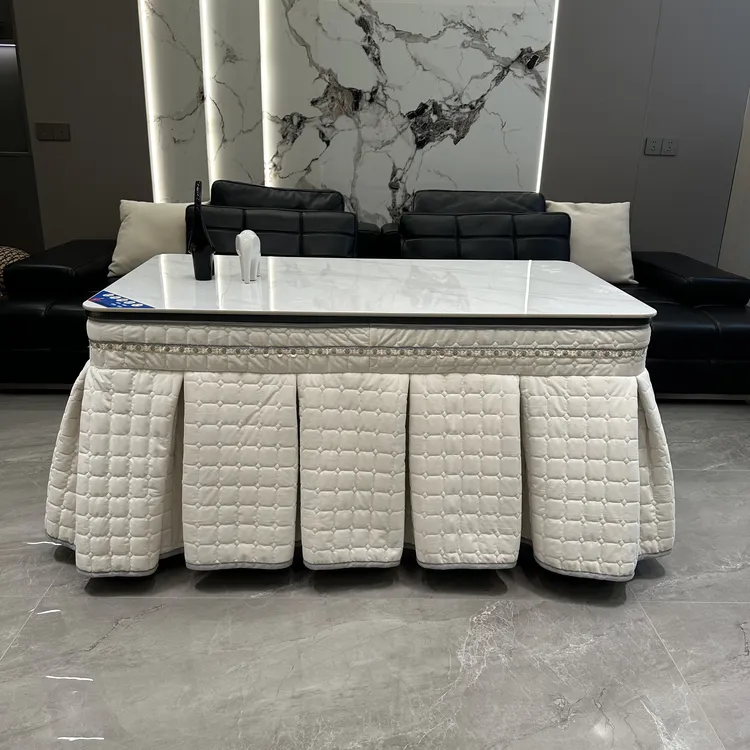 拉链式轨道烤火罩新款高端磨砂绒易拆卸电茶几取暖炉罩绗绣烤火罩