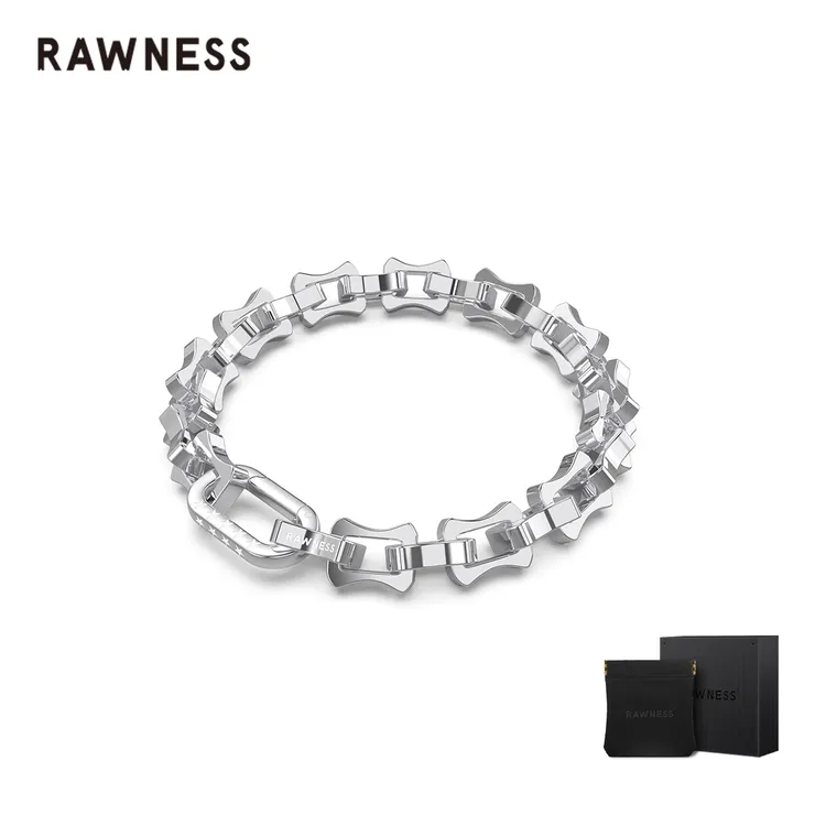 RAWNESS 钛钢手链 龙骨手链男 乌比斯环男生不锈钢古巴链手链