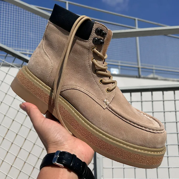 2025秋季新款复古高帮系带增高休闲牛皮马丁靴英伦户外工装鞋短靴