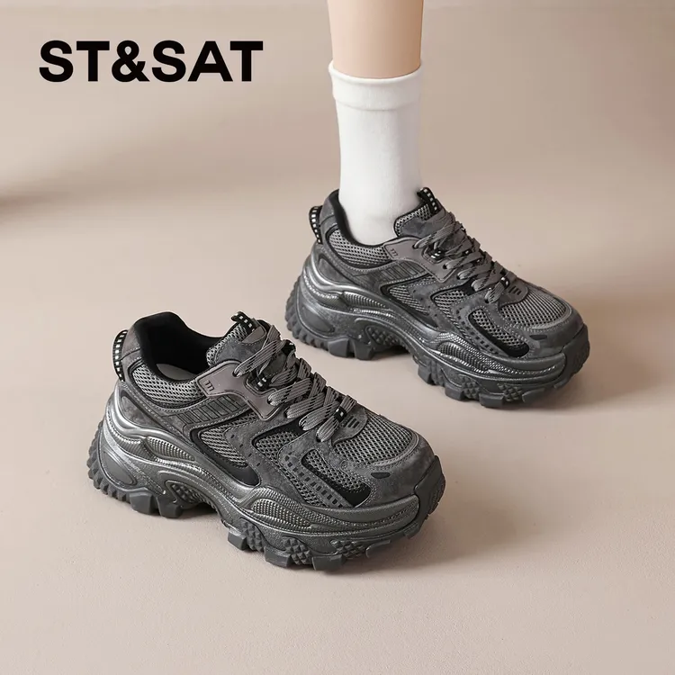 星期六厚底增高老爹鞋女2025秋冬季爆款时尚休闲鞋阔腿裤必备鞋女