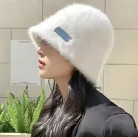 1850盆帽女冬季时尚渔夫帽秋冬帽子毛绒百搭绒帽时尚