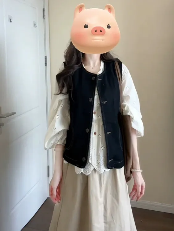 2025秋季韩系时尚搭配一整套复古日系叠穿上衣时尚减龄套装裙子女