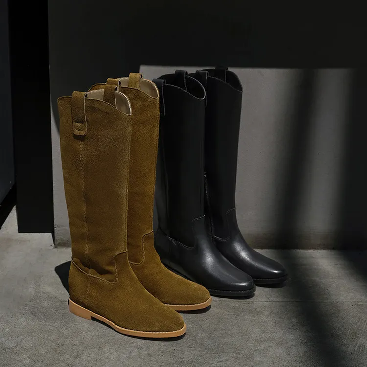 秋冬显瘦长靴时尚真皮复古粗跟骑士2025长筒英伦高筒靴新款女靴