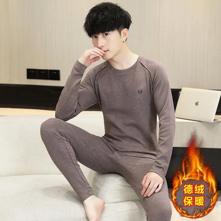 冬季保暖内衣套装青少年初高中学生保暖内衣德绒内穿秋衣秋裤打底