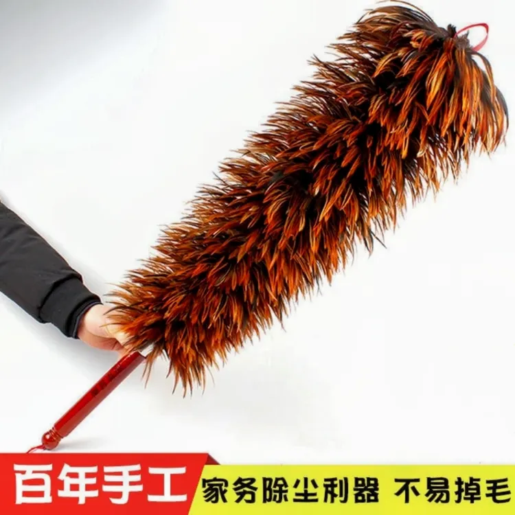 纯手工掸头真鸡毛掸子除尘扫灰家用汽车用可伸缩不掉毛扫灰尘神器