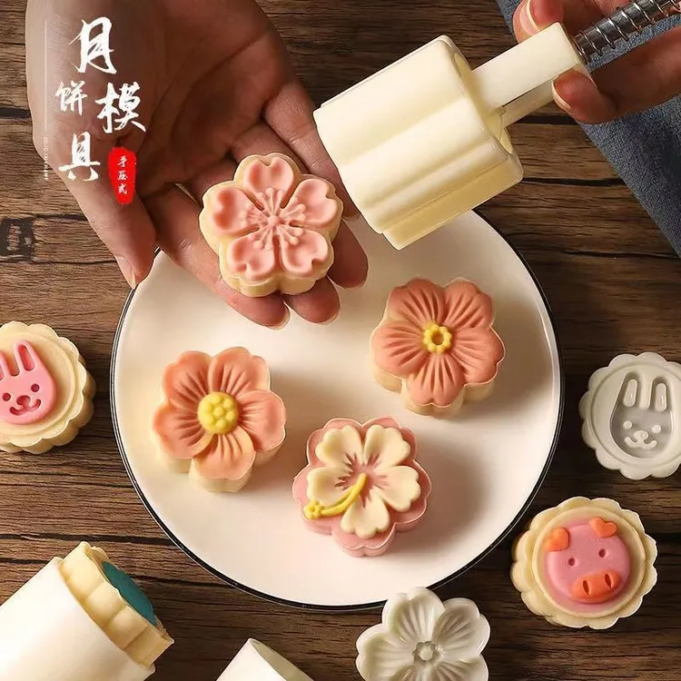 新疆西藏包邮花朵月饼模具樱花绿豆糕冰皮糕点脱皮手压式家用点心