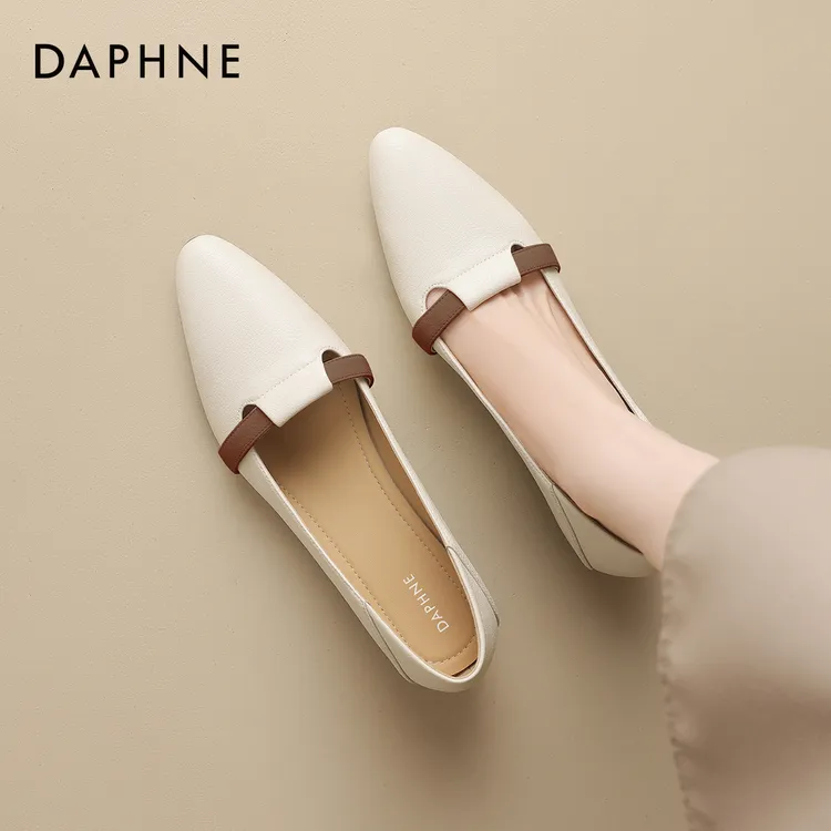 达芙妮法式单鞋女夏季女鞋2025新款气质女士尖头妈妈鞋软皮软底