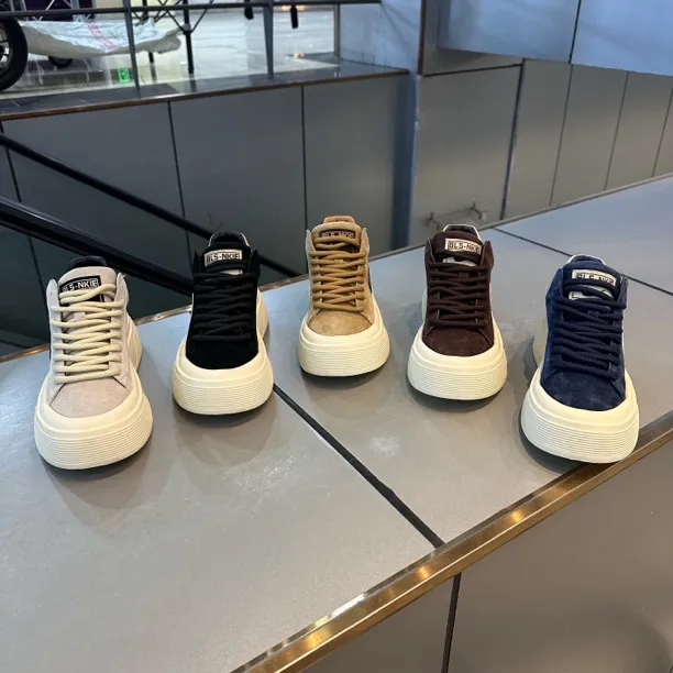 68-521男士2005秋季新款圆头拼色反绒皮透气中帮厚底运动鞋休闲鞋