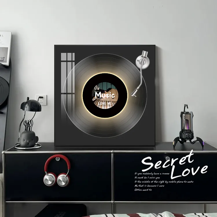 薛之谦高颜值蓝牙音响装饰画卧室餐厅氛围装饰画黑胶唱片风格摆画