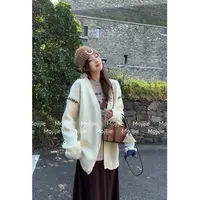 墨迹姐高个子微胖“小个性”小香风针织保暖设计感秋冬新开衫情侣款