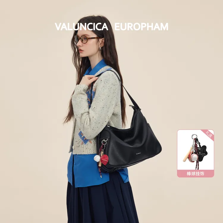 Valuncica/华伦西亚可乐包小号新款牛皮休闲托特包单肩斜挎包包女