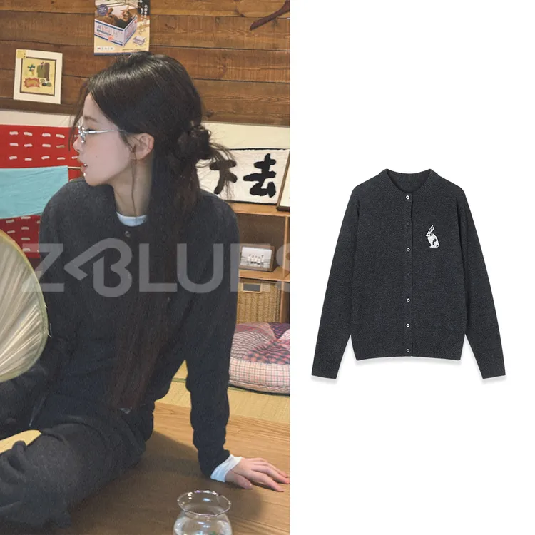 Z.blues【一丝童趣】绵羊毛山羊绒小兔子针织开衫YZLHKZ0118