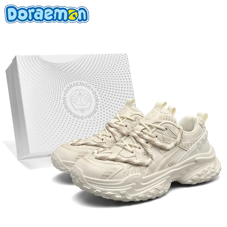 哆啦A梦爆款黑色增高夏季透气网面老爹鞋上班不累脚工作运动鞋