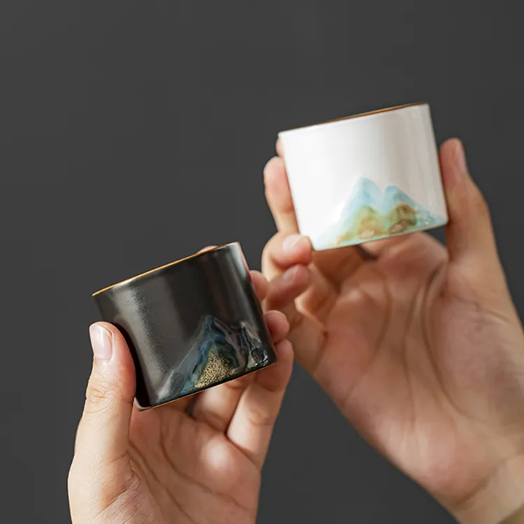新款主人杯手绘万里江山茶杯家用防烫品茗杯高档办公室喝茶杯茶盏