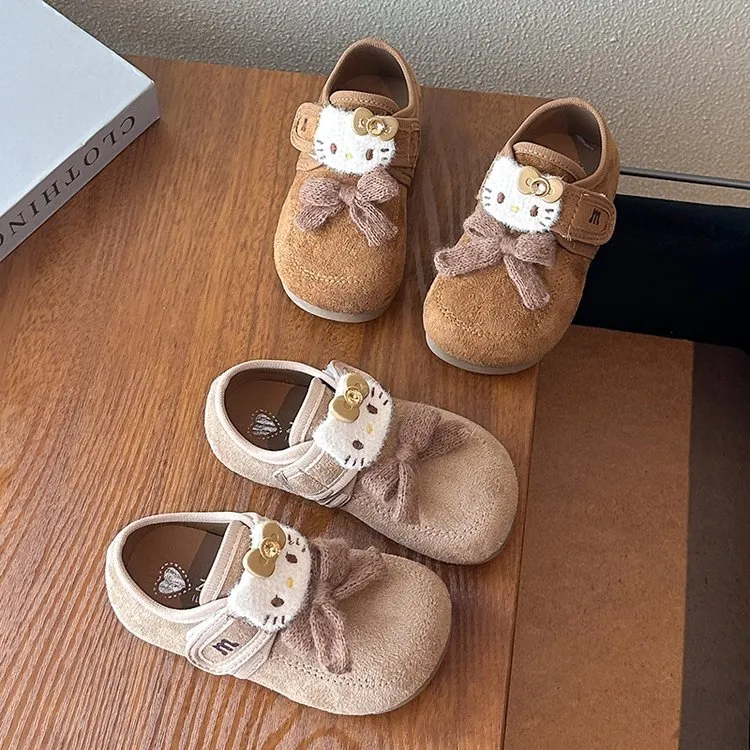 加绒厚绒女童勃肯鞋kt猫棉鞋保暖软底公主鞋豆豆鞋毛毛鞋冬季