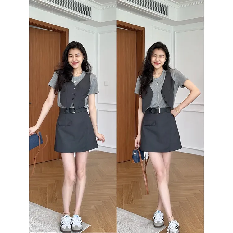 【现货】张阿星休闲通勤A飒假两件上衣+显瘦遮肉裙裤W425A07580