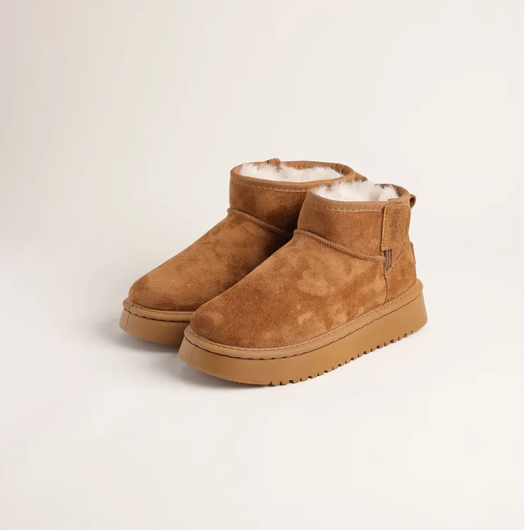 2025新款时尚雪地靴男女同款情侣雪地靴4公分底高侧拉链款雪地靴