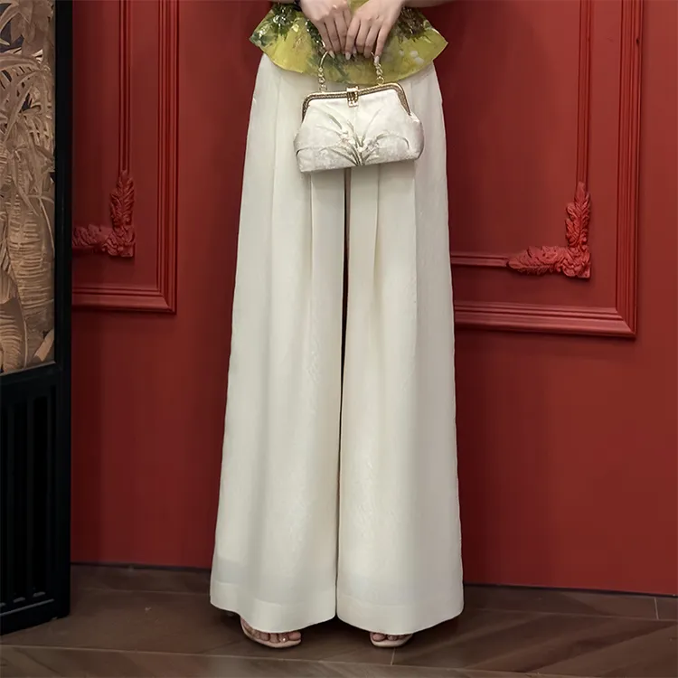 格娜夏季百搭纯色休闲裤新款阔腿裤极简风宽松高腰薄款女士长裤