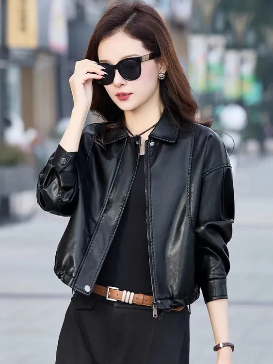 海宁皮衣外套女2025新款爆款春秋欧货高端PU皮小个子皮夹克短上衣