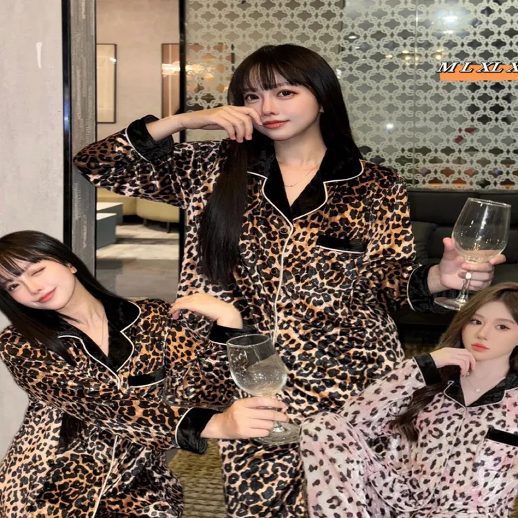 新疆包邮新款金丝绒豹纹维家高定轻奢套装