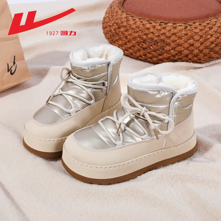 Warrior/回力2025秋冬季新款女鞋爆款雪地靴中帮保暖百搭防滑厚底