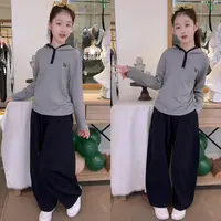 女童春秋新款休闲潮酷条纹刺绣帽衫韩系棉布工装裤套装2025中大童