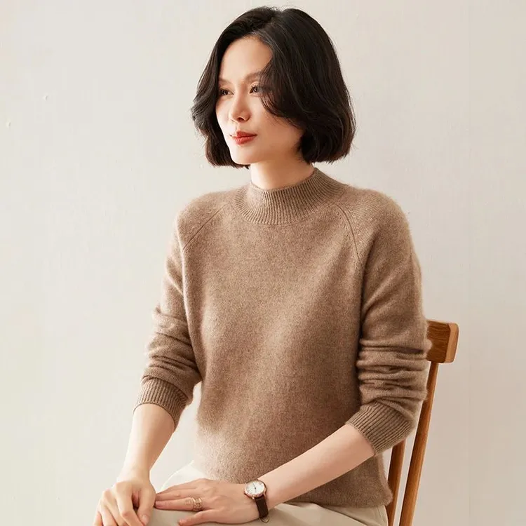 山羊绒圆+半高+高翻“软黄金” 软糯暖 加厚狠舒服软糯针织毛衣衫