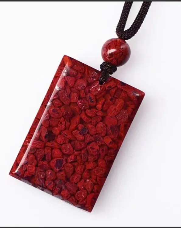 含辰砂工艺品晶体砂辰砂平安无事牌/平安扣