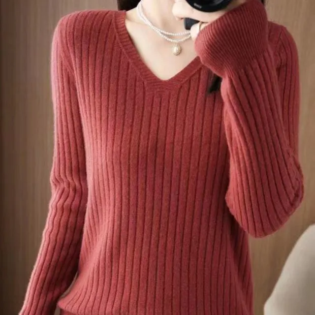 V领针织衫，西式外衫，宽松套头衫，2023秋冬新款针织衫，简单修