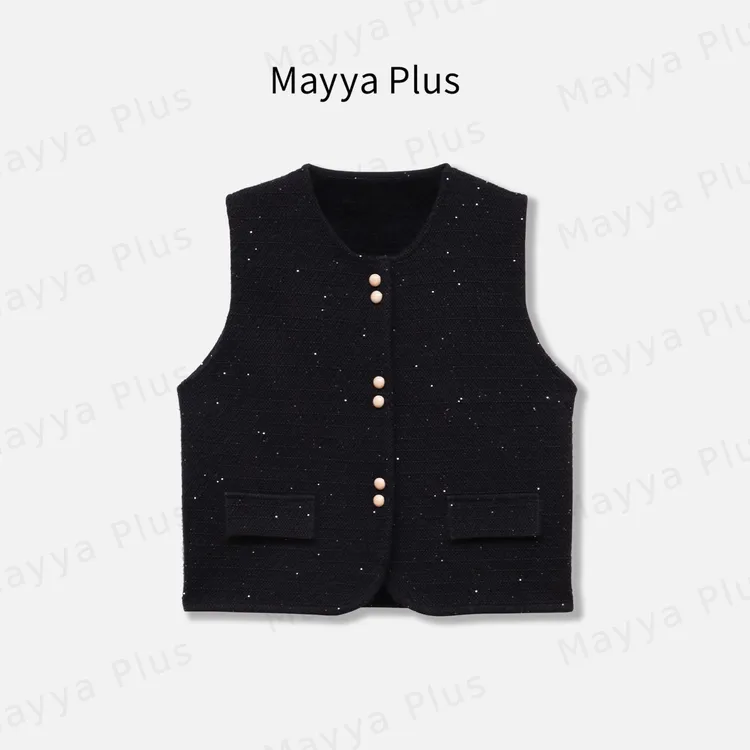 【糯米马夹】Mayya Plus麦芽定制气质显瘦流光风针织马夹32537335