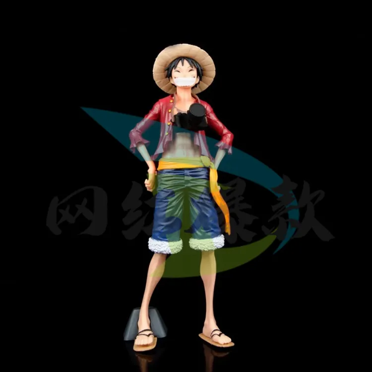 海贼王笑脸相机草帽路飞站姿三种表情可替换脸盒装手办