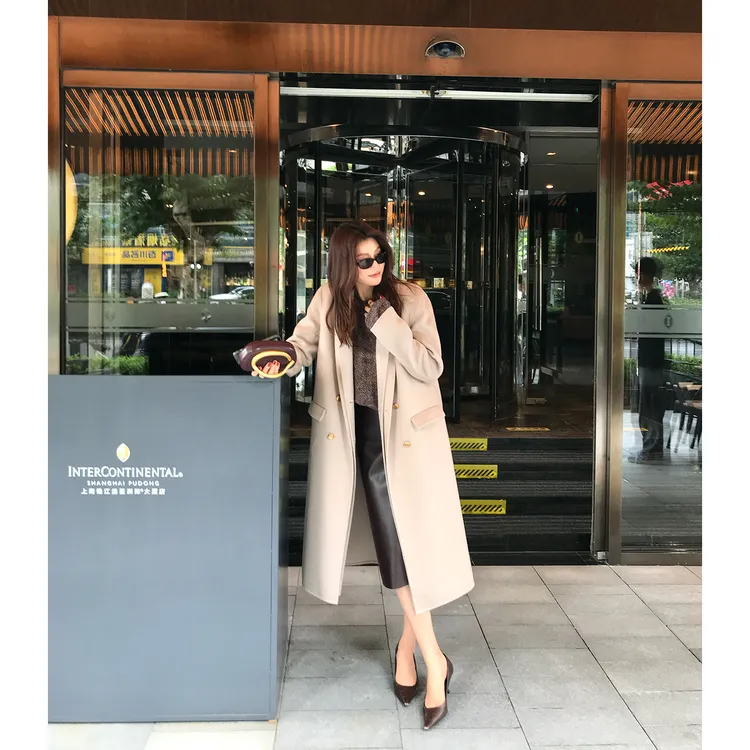 【ALONE SAVOR】龍喜儿 白蛇 秋冬小骆驼绒双面呢大衣外套D092