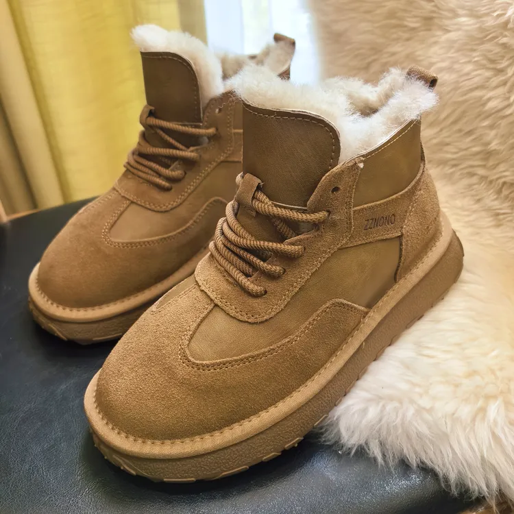 牛皮羊毛保暖高帮时尚雪地靴男士潮流马丁靴冬季雪地靴ZZ855